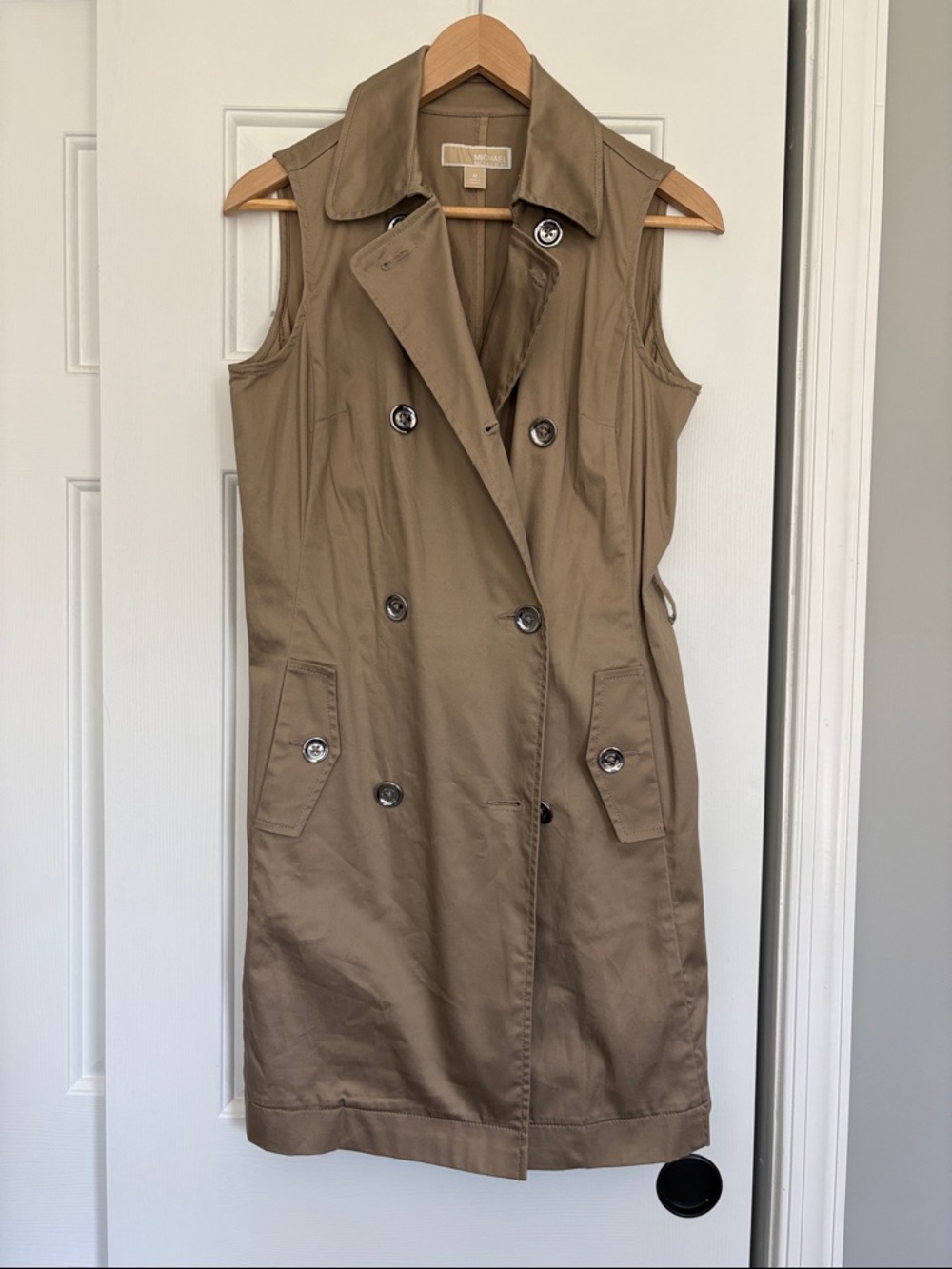Michael Kors Sleeveless Trench Dress in Khaki